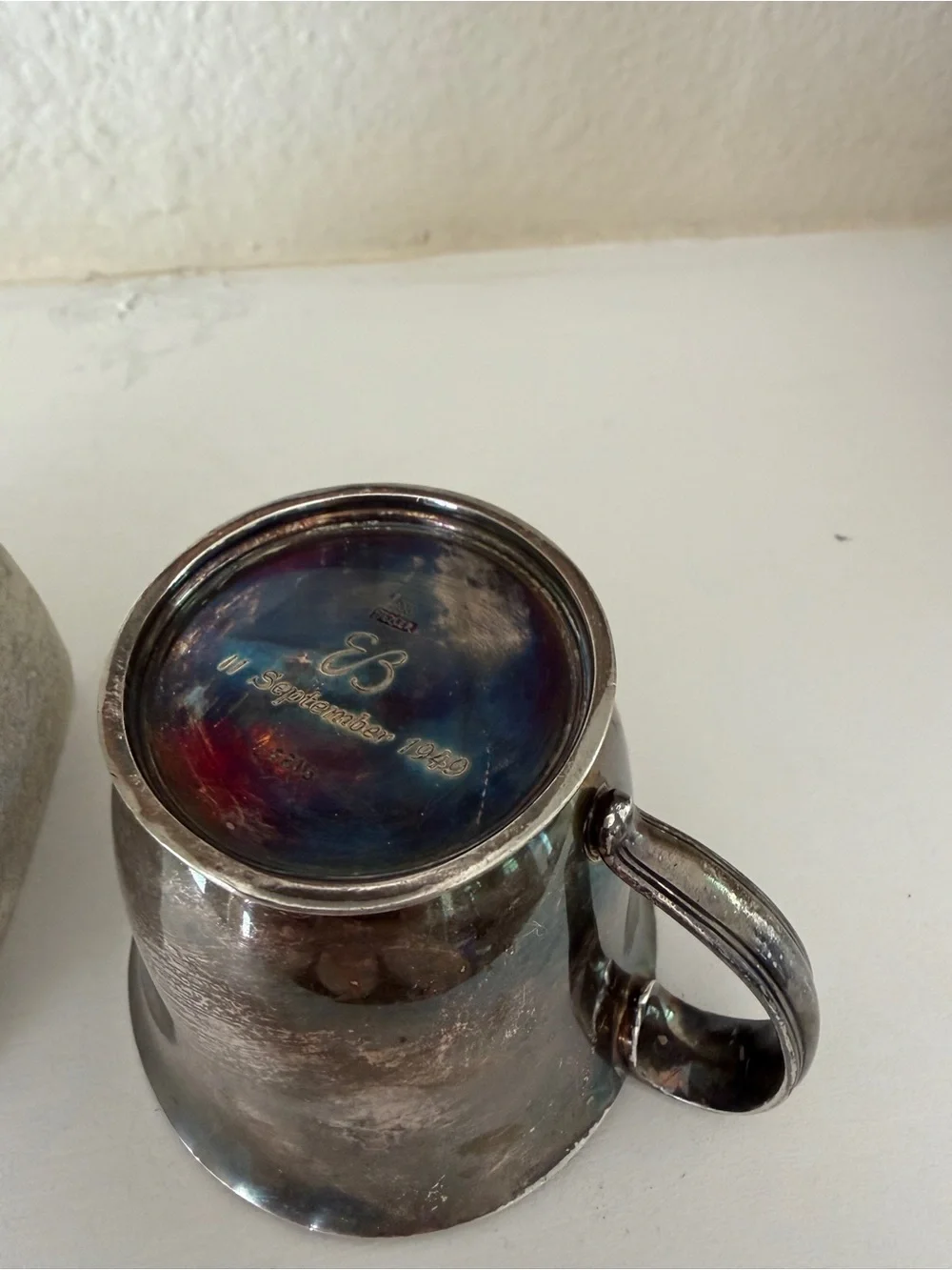 Vintage Jezler 800 Solid Silver Christening Cup Taufbecher Swiss Mid Century